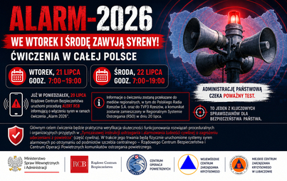 Zdjęcie do ALARM-2026. Ćwiczenia w całej Polsce. We wtorek i środę (21-22 lipca) zawyją syreny!