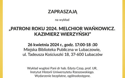Zdjęcie do Zaperaszamy na wykład Miejskiej Bibliotece Publicznej - &quot;Patroni roku 2024. Melchior Wańkowicz. Kazimierz Wierzyński&quot;