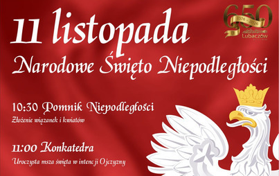 Zdjęcie do Zaproszenie na obchody Narodowego Święta Niepodległości w Lubaczowie