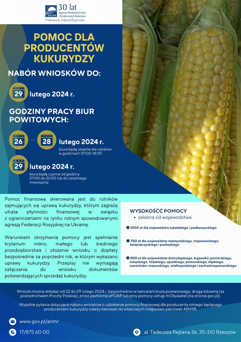 Pomoc dla producent&oacute;w kukurydzy